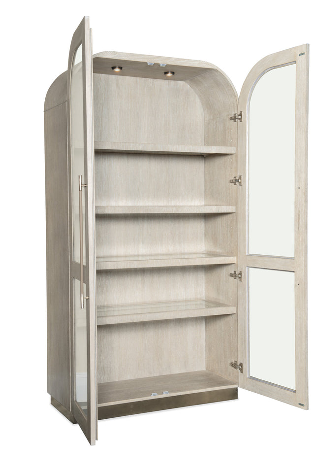 Modern Mood Display Cabinet by Hooker Furniture in Oak Veneers & Pewter Accents