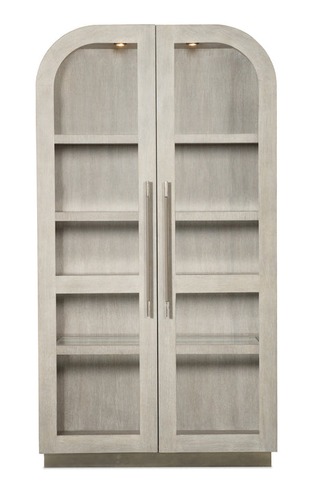 Modern Mood Display Cabinet by Hooker Furniture in Oak Veneers & Pewter Accents
