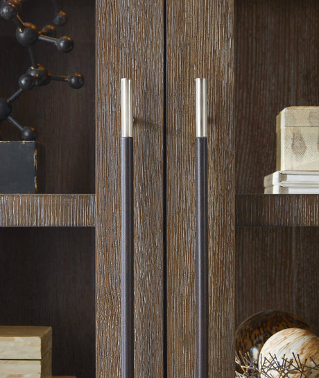 Modern Mood Display Cabinet by Hooker Furniture in Oak Veneers & Pewter Accents