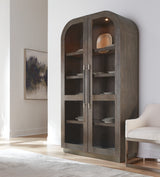 Modern Mood Display Cabinet by Hooker Furniture in Oak Veneers & Pewter Accents