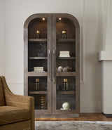 Modern Mood Display Cabinet by Hooker Furniture in Oak Veneers & Pewter Accents