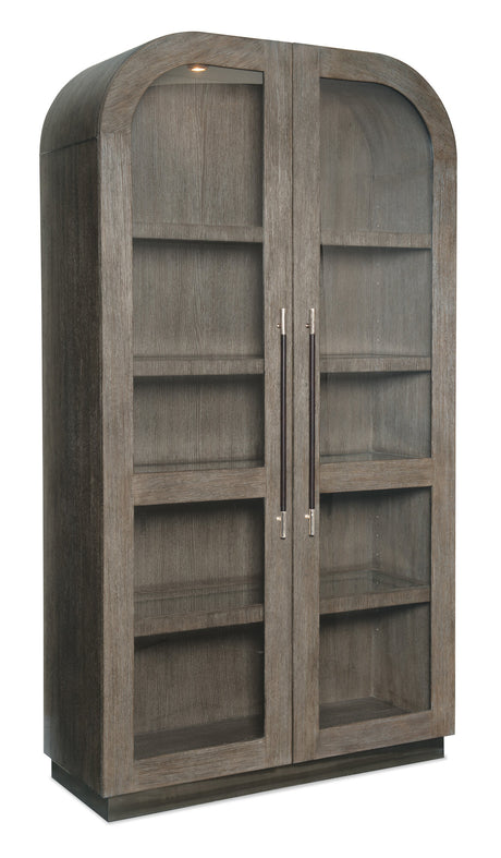 Modern Mood Display Cabinet by Hooker Furniture in Oak Veneers & Pewter Accents