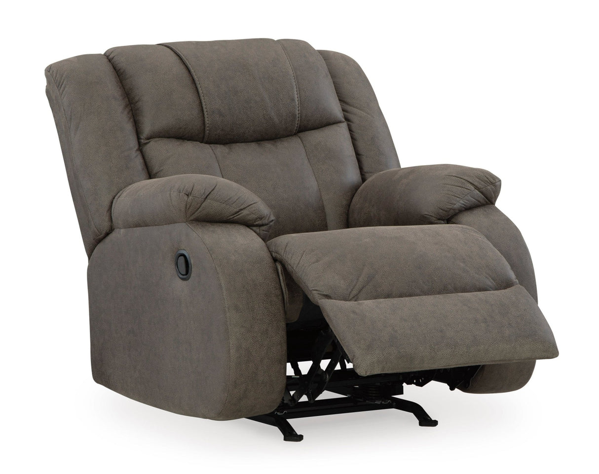 Ashley Gunmetal First Base Rocker Recliner - Faux Leather | Home Elegance USA