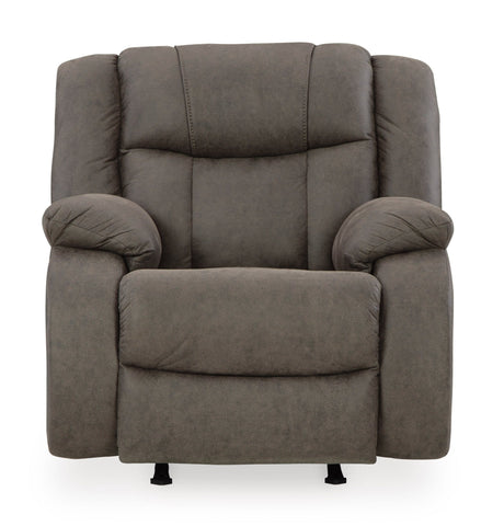 Ashley Gunmetal First Base Rocker Recliner - Faux Leather | Home Elegance USA