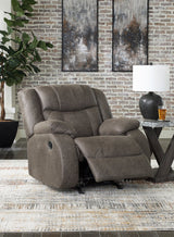 Ashley Gunmetal First Base Rocker Recliner - Faux Leather | Home Elegance USA