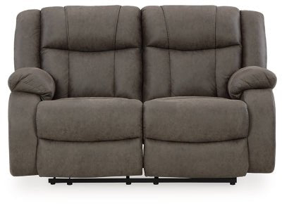 Ashley Gunmetal First Base Reclining Loveseat - Faux Leather - 6880486 - Home Elegance USA - 1