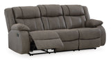 Ashley Gunmetal First Base Reclining Sofa - Faux Leather | Home Elegance USA