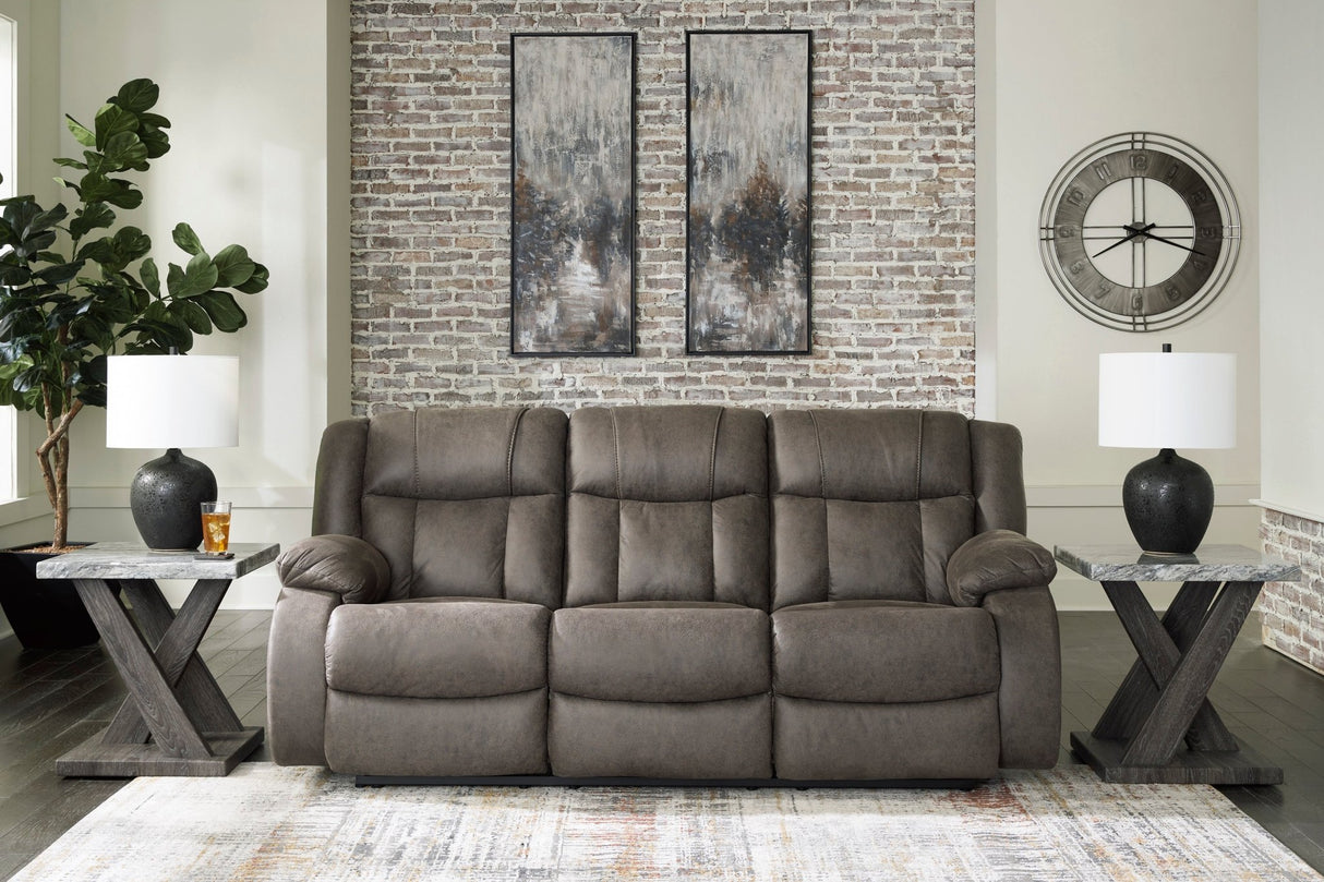 Ashley Gunmetal First Base Reclining Sofa - Faux Leather - 6880488 - Home Elegance USA - 4