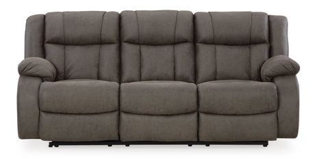 Ashley Gunmetal First Base Reclining Sofa - Faux Leather | Home Elegance USA