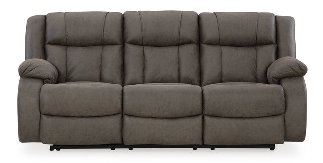 Ashley Gunmetal First Base Reclining Sofa - Faux Leather - 6880488 - Home Elegance USA - 1