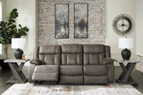 Ashley Gunmetal First Base Reclining Sofa - Faux Leather | Home Elegance USA