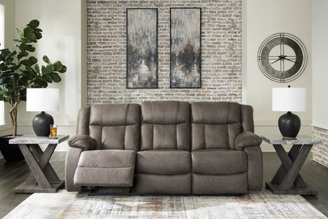 Ashley Gunmetal First Base Reclining Sofa - Faux Leather - 6880488 - Home Elegance USA - 5