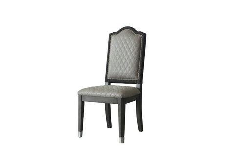 Acme - House Beatrice Side Chair (Set-2) 68812 Two Tone Gray Fabric & Charcoal Finish