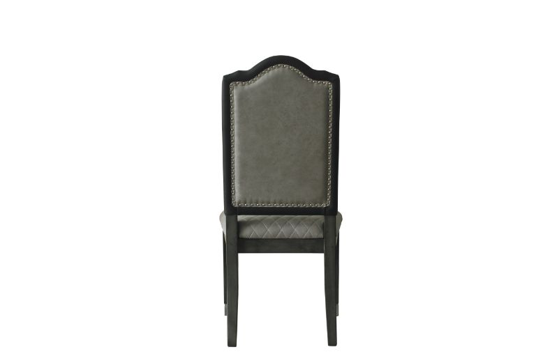 Acme - House Beatrice Side Chair (Set-2) 68812 Two Tone Gray Fabric & Charcoal Finish