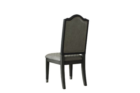 Acme - House Beatrice Side Chair (Set-2) 68812 Two Tone Gray Fabric & Charcoal Finish