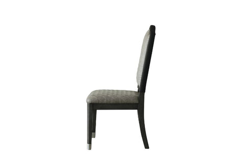 Acme - House Beatrice Side Chair (Set-2) 68812 Two Tone Gray Fabric & Charcoal Finish