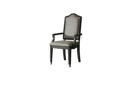 Acme - House Beatrice Arm Chair (Set-2) 68813 Two Tone Gray Fabric & Charcoal Finish