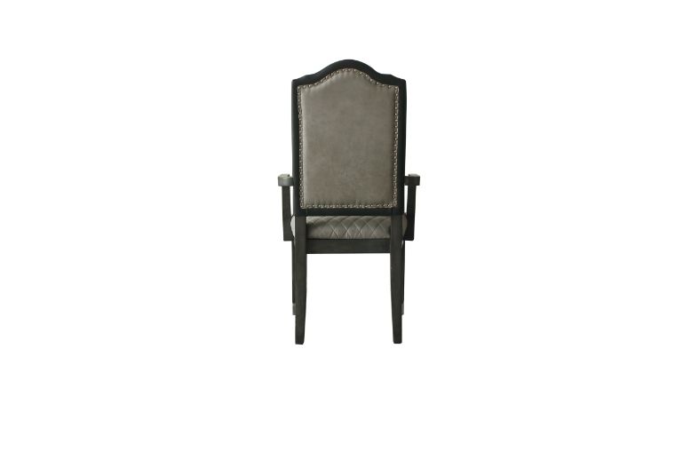 Acme - House Beatrice Arm Chair (Set-2) 68813 Two Tone Gray Fabric & Charcoal Finish