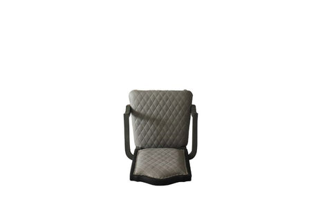 Acme - House Beatrice Arm Chair (Set-2) 68813 Two Tone Gray Fabric & Charcoal Finish