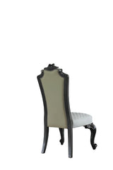 Acme - House Delphine Side Chair (Set-2) 68832 Two Tone Ivory Fabric, Beige Synthetic Leather & Charcoal Finish