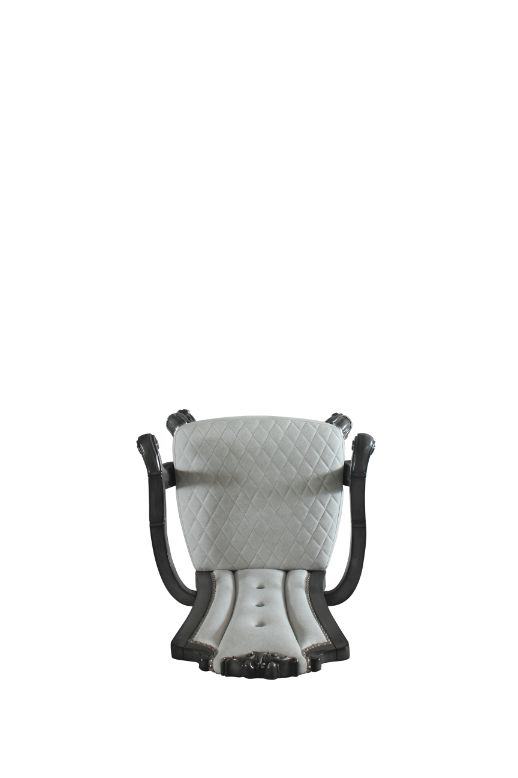 Acme - House Delphine Arm Chair (Set-2) 68833 Two Tone Ivory Fabric, Beige Synthetic Leather & Charcoal Finish