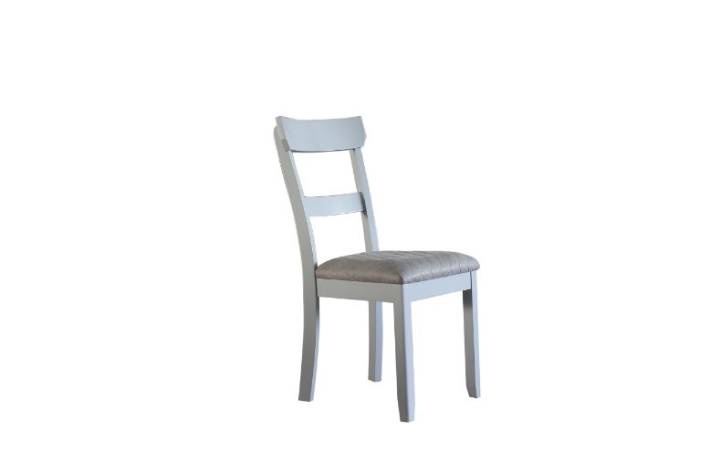 Acme - House Marchese Side Chair (Set-2) 68862 Two Tone Gray Fabric & Pearl Gray Finish