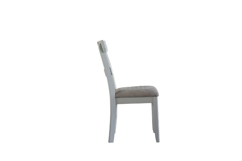 Acme - House Marchese Side Chair (Set-2) 68862 Two Tone Gray Fabric & Pearl Gray Finish