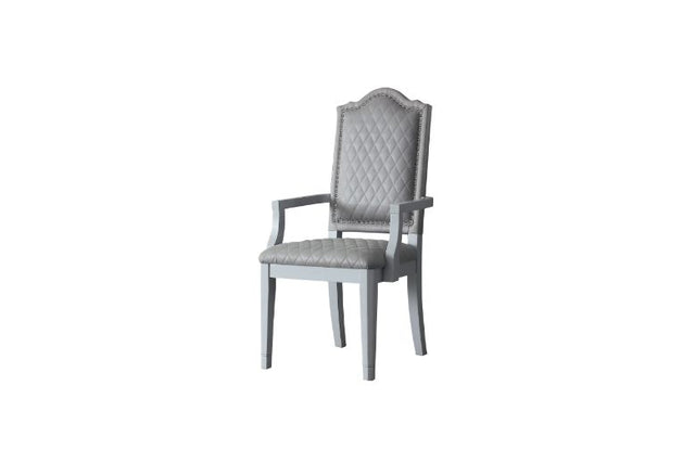 Acme - House Marchese Arm Chair (Set-2) 68863 Two Tone Gray Fabric & Pearl Gray Finish