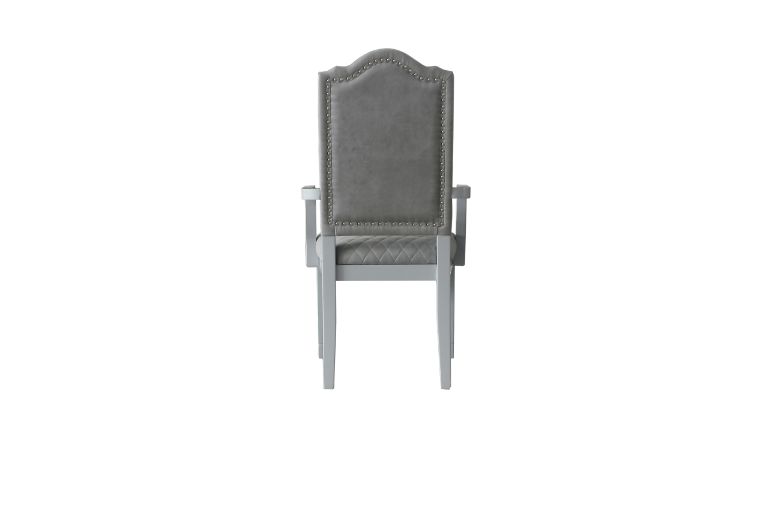 Acme - House Marchese Arm Chair (Set-2) 68863 Two Tone Gray Fabric & Pearl Gray Finish