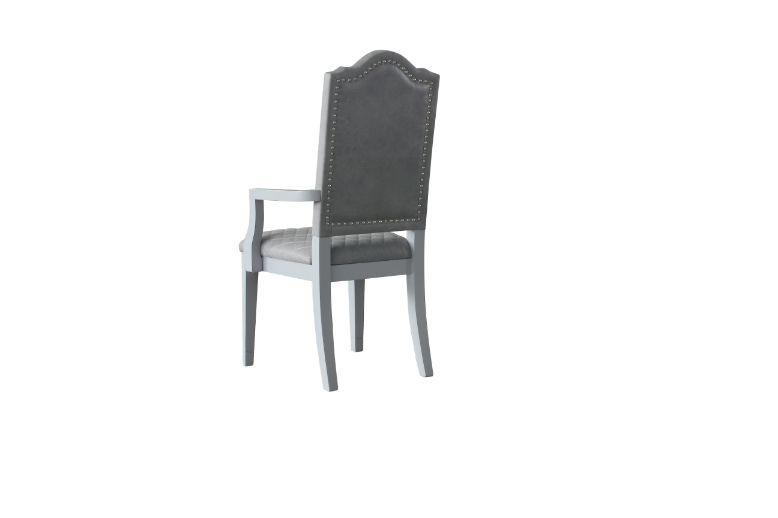 Acme - House Marchese Arm Chair (Set-2) 68863 Two Tone Gray Fabric & Pearl Gray Finish