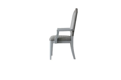 Acme - House Marchese Arm Chair (Set-2) 68863 Two Tone Gray Fabric & Pearl Gray Finish