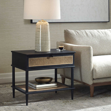 Coast Rattan Side Table Black / Woodtone - Black / Light Brown by Uttermost - View 3