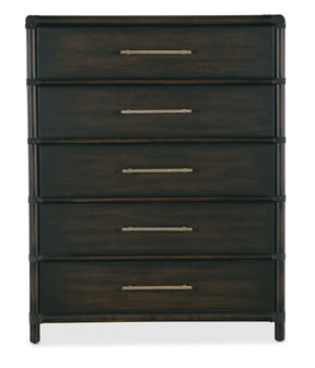 Retreat Pole Rattan Five-Drawer Chest - Black / Dark Brown by Hooker Furniture - View 2