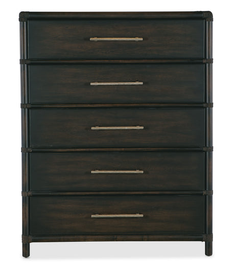 Retreat Pole Rattan Five-Drawer Chest - Black / Dark Brown by Hooker Furniture - View 2
