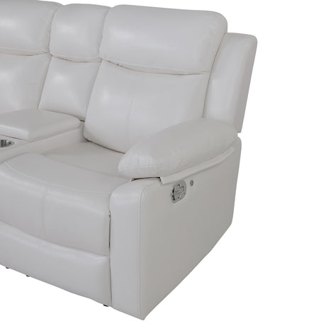 Modern Blanche White Right Arm Facing Sectional Sofa with Recline and Storage in Faux Leather - sold by Home Elegance USA
