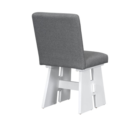 TOPMAX Modern 7-Piece Dining Table Set with 6 Upholstered Dining Chairs, Dark Gray+White - sold by Home Elegance USA
