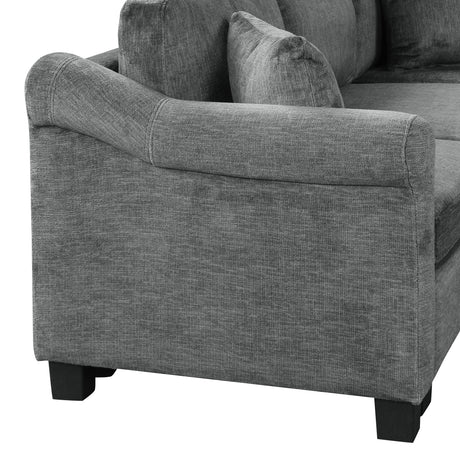 U-shaped Sectional Sofa Chenille Upholstered with Movable Storage Ottoman, Dark Gray, 111.8' - sold by Home Elegance USA