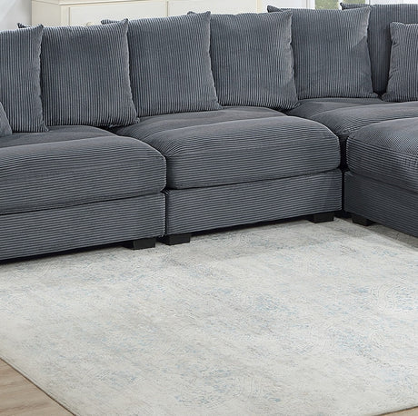 Contemporary Dark Gray 4pc Modular Sectional Set Corduroy Couch LAF & RAF Chairs Armless Chair Ottoman Living Room Furniture - sold by Home Elegance USA