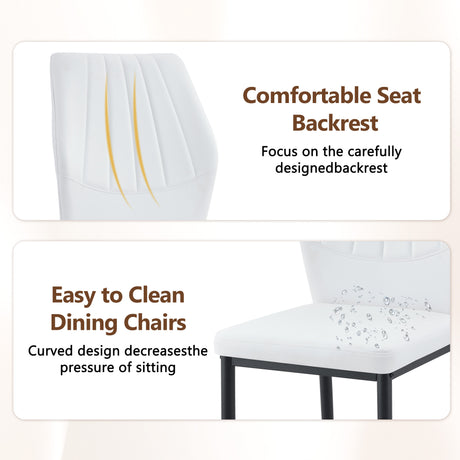 Table and chair set.64.5 x 35.4 Inch Stylish Black Wood Color Textured Dining Table.Paired with 6 Black - and - White PU Dining Chairs with Shell - pattern. Exudes A Strong Sense Of Fashion. - sold by Home Elegance USA