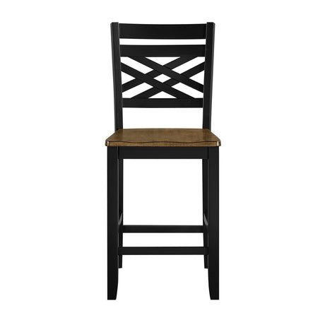 5pc Counter Height Dining Set Round Table with Storage and 4 Counter Height Chairs 2-Tone Black and Brown Finish Wooden Furniture - sold by Home Elegance USA