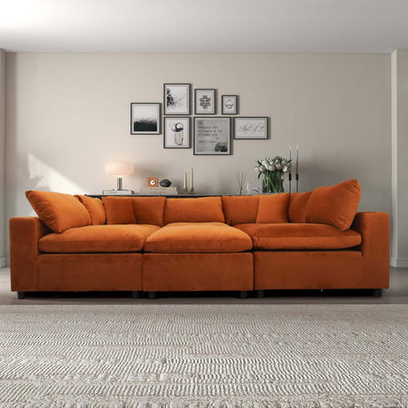 Hayward Modern Oversized Velvet Modular Sectional Sofa in Burnt Orange - sold by Home Elegance USA