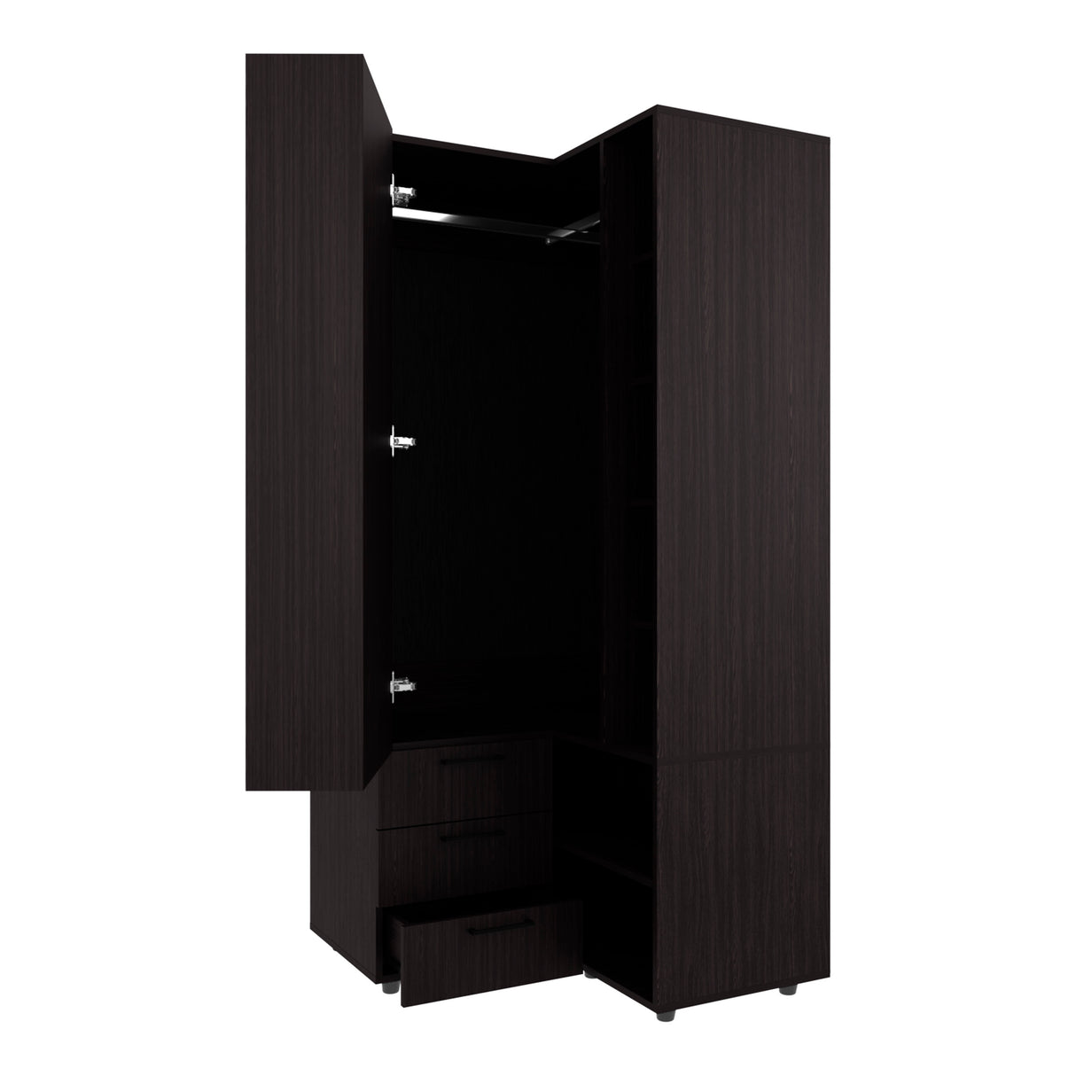 FM FURNITURE Thatcher Armoire- wardrobe, shoe storage, Open Storage and 2 - drawer, Wenge - sold by Home Elegance USA