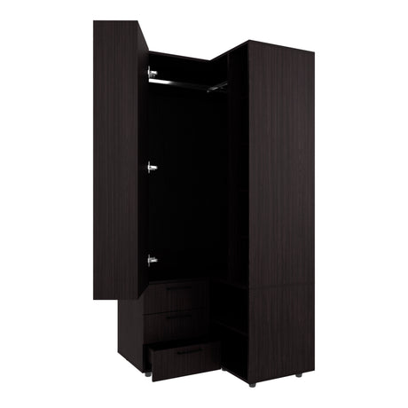 FM FURNITURE Thatcher Armoire- wardrobe, shoe storage, Open Storage and 2 - drawer, Wenge - sold by Home Elegance USA