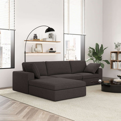Cecilia Modular Corner Sectional Modern Fabric Sofa Dark Gray Sturdy Design - sold by Home Elegance USA