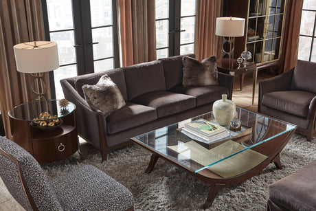 Sophia Sofa – Mid-Century Leather & Fabric Sofa in Caviar Finish | Hooker Furniture