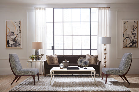 Sophia Sofa – Mid-Century Leather & Fabric Sofa in Caviar Finish | Hooker Furniture