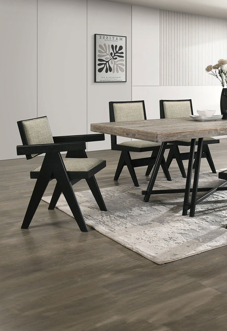 Contemporary 7pc Black Dining Set Rubber wood Dining Table w 2x Arm Chairs And 4x Side Chairs - sold by Home Elegance USA