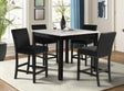 5pc Counter Height Dining Set Square White Faux Marble Table Black Velvet Upholstered Tufted Nail Head Chairs Wooden Leg Dining Room Furniture Black - sold by Home Elegance USA