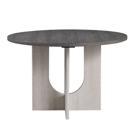 Contemporary Style 5pc Dining Set Kitchen Dinette Gray Upholstered Fabric Chairs Round Table Pedestal Base Table 4x Side Chairs Dining Room - sold by Home Elegance USA