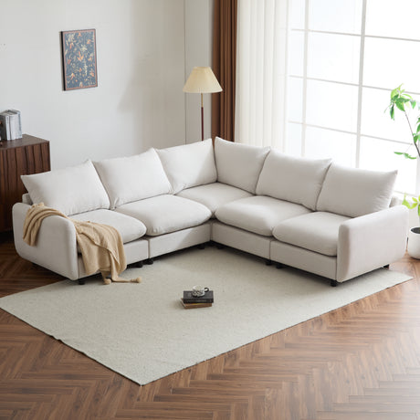 99 in. oversize 5-Piece L Shaped Modular Free Combination Sectional Sofa Couch for Living Room and Spacious Space - sold by Home Elegance USA